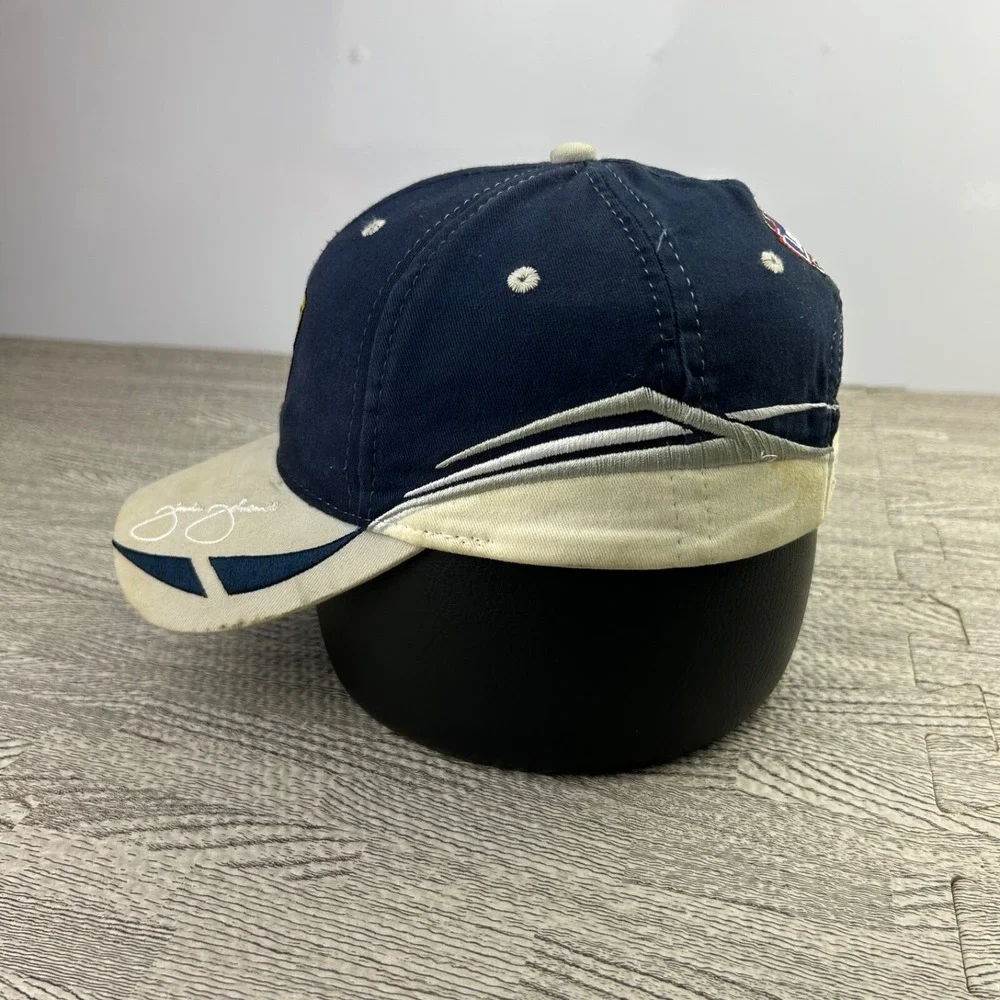 Vintage Jimmie Johnson Nascar Hat Cap Strap Back Adjustable Blue Racing 48 Adult